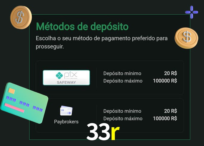 O cassino 33r oferece uma grande variedade de métodos de pagamento